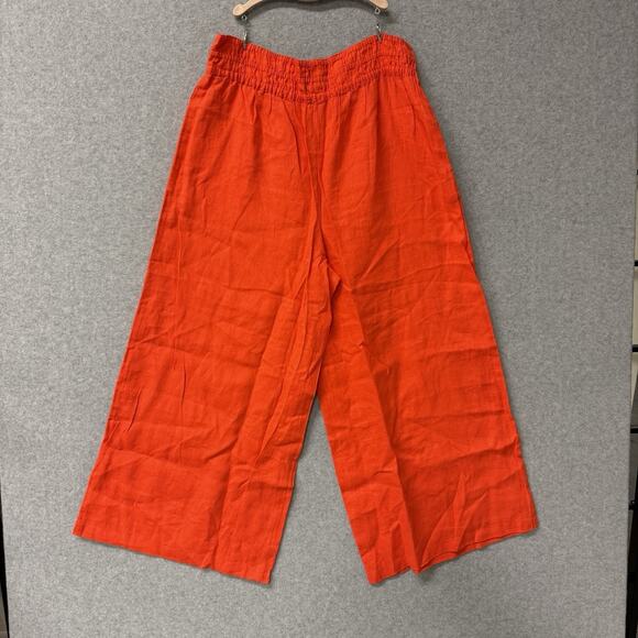 Anthropologie The Somerset Pull On Wide Leg Pants Linen Red / Orange Size M NWT - Picture 3 of 8